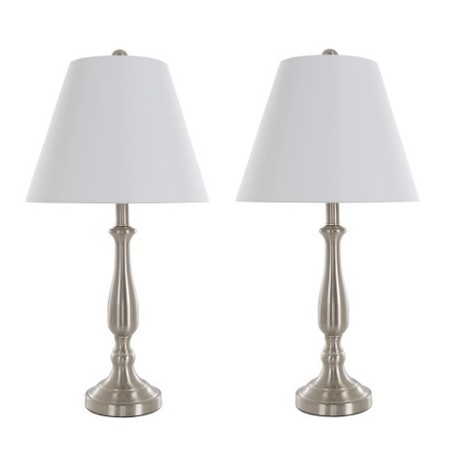 HASTINGS HOME Table Lamps Set of 2, Traditional Brushed Steel (2 LED Bulbs included) by Hastings Home 955790HNC